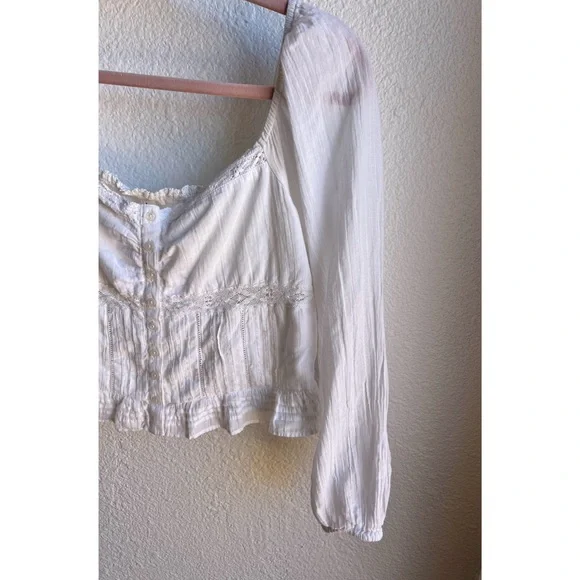 American Eagle White Lace Crochet Victorian Corset Crop Top MD - Picture 5 of 9